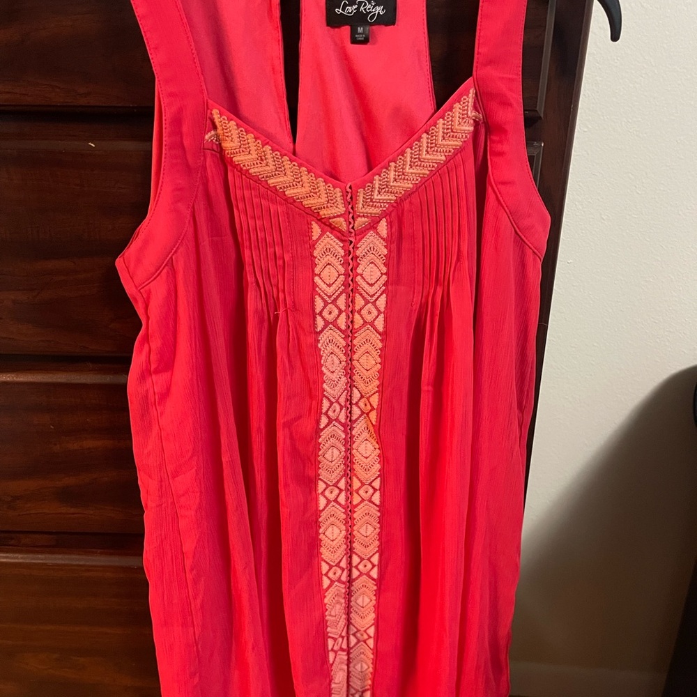 Love reign Red Sleeveless Dress with Embroidered Detail worn once